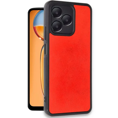 Mey İthalat®  Realme Note 50 4G Kılıf Aras Deri Kapak - Kırmızı