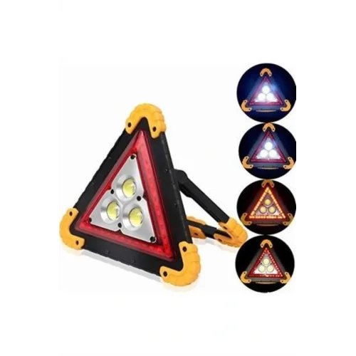 Mey İthalat® Reflektör Işıklı Ikaz Lambası Şarjlı Çok Fonksiyonlu Işıklı Üçgen Reflektör