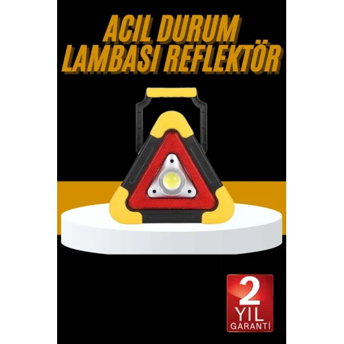 Mey İthalat® Reflektör Işıklı Ikaz Lambası Şarjlı Çok Fonksiyonlu Işıklı Üçgen Reflektör