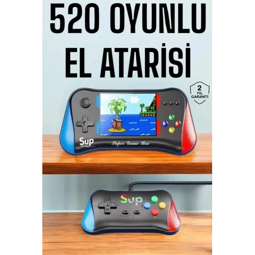 Mey İthalat® Retro 500 Oyunlu Nostaljik Oyunlu El Atari Gamebox Oyun Konsolu Çift Destekli