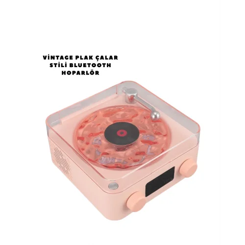 Mey İthalat® Retro Bluetooth Hoparlör PEMBE