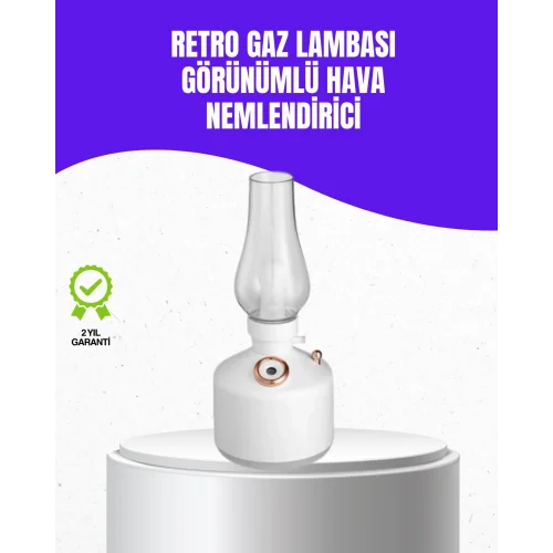 Mey İthalat® Retro Gaz Lambası Görünümlü Ledli Buhar Püskürtücü Aroma Difüzör