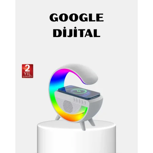 Mey İthalat® RGB Işıklı Kablosuz Şarjlı Hoparlör – FM Radyolu Akıllı Gece Lambası