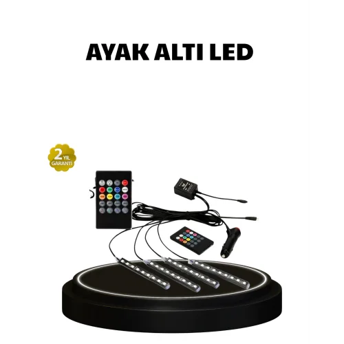 Mey İthalat® RGB Müzik Kontrollü Araç LED Işık Seti 48 LED 12V Uzaktan Kumandalı