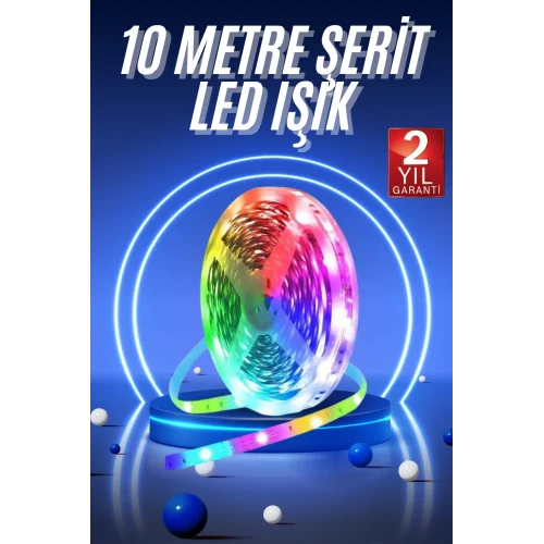 Mey İthalat® RGB Neon Şerit Led Lamba 10 Metre İç Mekan Tasarımına Uygun