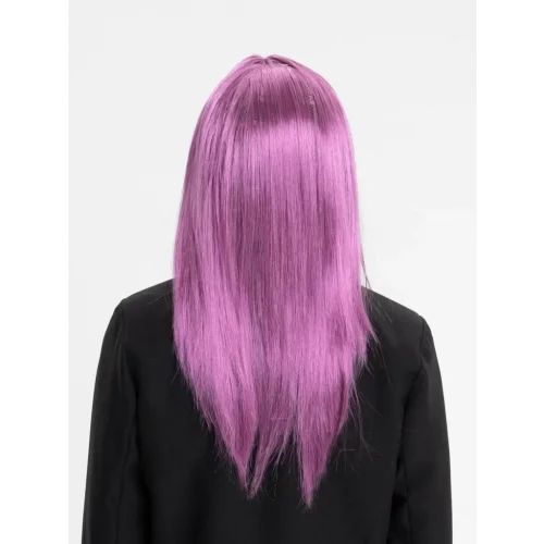 Mey İthalat® Rose Pembe Renk Düz Kesim Uzun Parti Peruğu Takma Saç