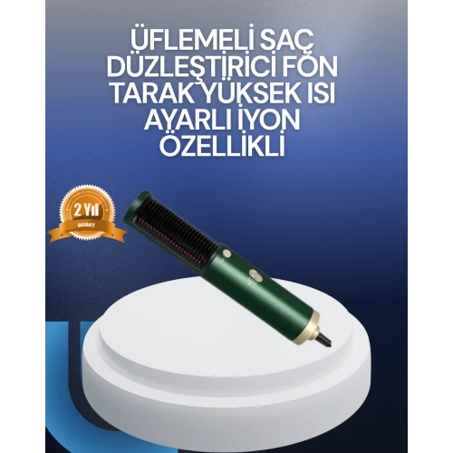 Mey İthalat® Saç Kurutma, Düzleştirici ve Tarak Tek Cihazda – 3 Kademeli Isı Ayarı