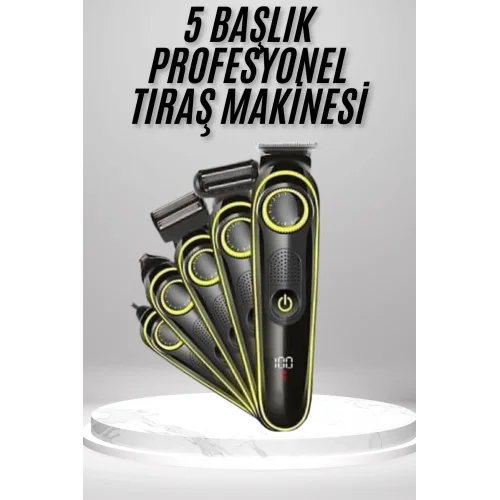 Mey İthalat® Saç Sakal Vücut Tıraş Makinesi 5in1 Kablosuz Burun Kulak Tıraş Makinesi