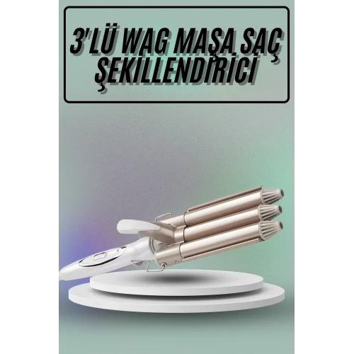 Mey İthalat® Saç Şekillendirici Wag Maşa Üçlü Yüksek Isı Ayarlı Seramik Kaplama