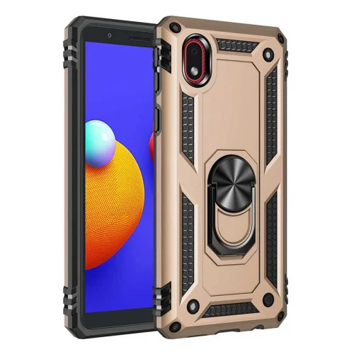 Mey İthalat®  Samsung Galaxy A01 Core Kılıf Sofya Yüzüklü Silikon Kapak - Gold
