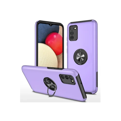 Mey İthalat®  Samsung Galaxy A02S Kılıf Elit Yüzüklü Kapak - Mor