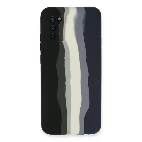 Mey İthalat®  Samsung Galaxy A03S Kılıf Ebruli Lansman Silikon - Siyah-Lacivert