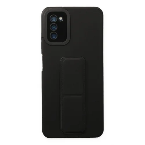 Mey İthalat®  Samsung Galaxy A03S Kılıf Mega Standlı Silikon - Siyah