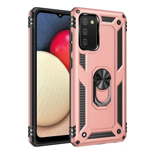 Mey İthalat®  Samsung Galaxy A03S Kılıf Sofya Yüzüklü Silikon Kapak - Rose