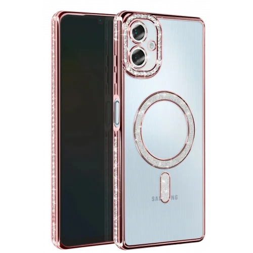 Mey İthalat®  Samsung Galaxy A06 Joke Simli Magneticsafe Kılıf - Pembe
