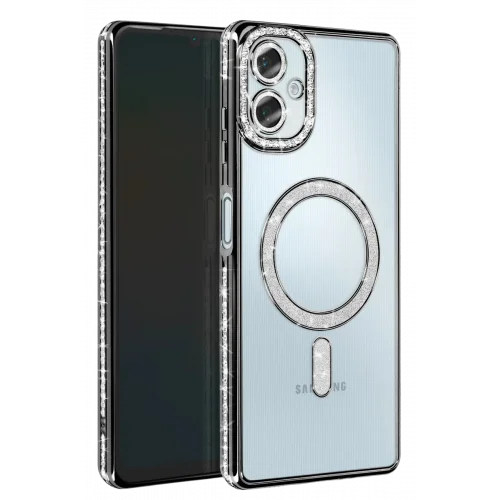 Mey İthalat®  Samsung Galaxy A06 Joke Simli Magneticsafe Kılıf - Siyah