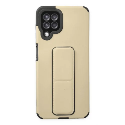 Mey İthalat®  Samsung Galaxy A22 Kılıf Mega Standlı Silikon - Gold