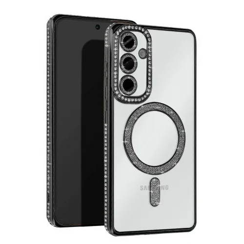 Mey İthalat®  Samsung Galaxy A36 Joke Simli Magneticsafe Kılıf - Siyah