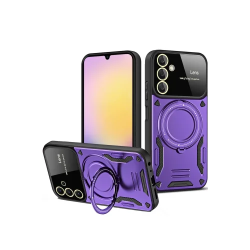 Mey İthalat®  Samsung Galaxy A36 Kılıf Joy Lens Standlı Kapak - Mor