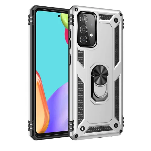 Mey İthalat®  Samsung Galaxy A52 Kılıf Sofya Yüzüklü Silikon Kapak - Gümüş