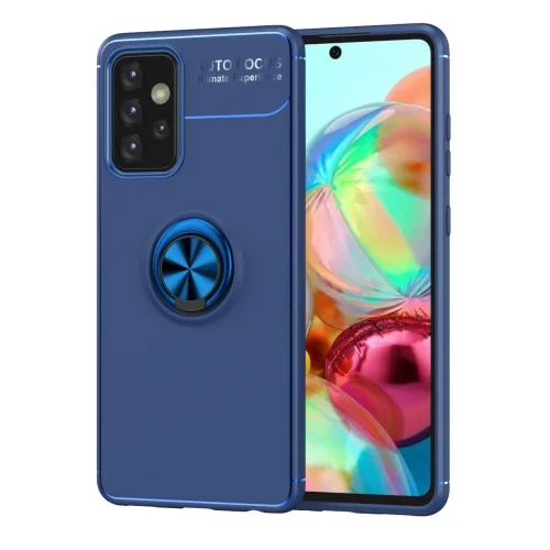 Mey İthalat®  Samsung Galaxy A72 Kılıf Range Yüzüklü Silikon - Mavi