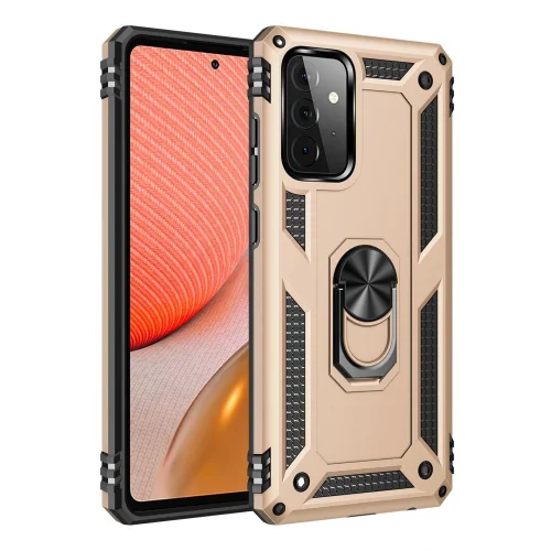 Mey İthalat®  Samsung Galaxy A72 Kılıf Sofya Yüzüklü Silikon Kapak - Gold