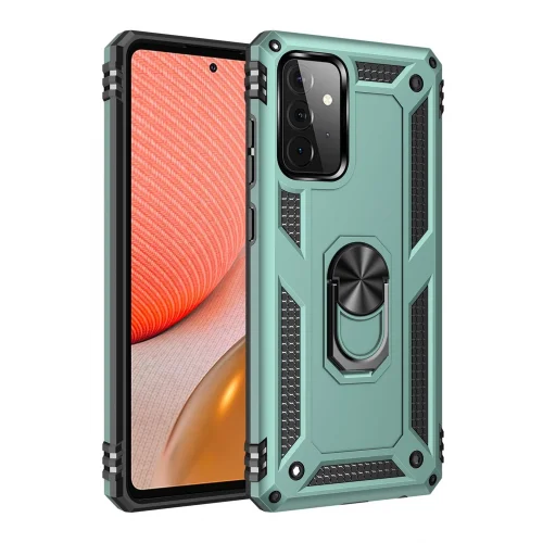 Mey İthalat®  Samsung Galaxy A72 Kılıf Sofya Yüzüklü Silikon Kapak - Yeşil