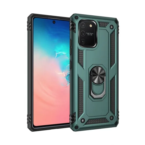 Mey İthalat®  Samsung Galaxy A91 / S10 Lite Kılıf Sofya Yüzüklü Silikon Kapak - Yeşil