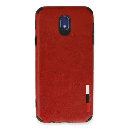 Mey İthalat®  Samsung Galaxy J7 Pro / J730 Kılıf Loop Deri Silikon - Kırmızı