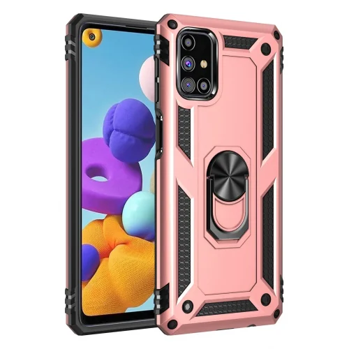 Mey İthalat®  Samsung Galaxy M31S Kılıf Sofya Yüzüklü Silikon Kapak - Rose