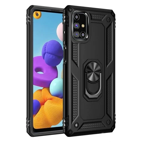 Mey İthalat®  Samsung Galaxy M51 Kılıf Sofya Yüzüklü Silikon Kapak - Siyah