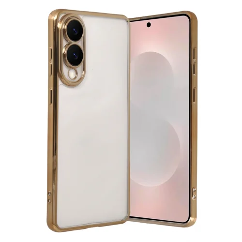 Mey İthalat®  Samsung Galaxy S25 Edge  Lensli Silikon - Gold