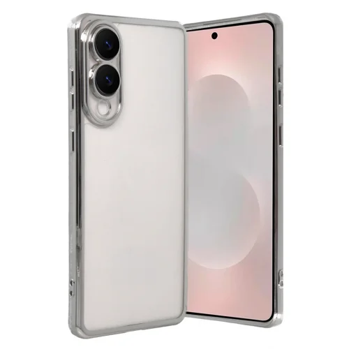 Mey İthalat®  Samsung Galaxy S25 Edge  Lensli Silikon - Gümüş