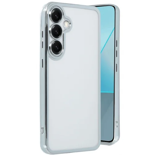 Mey İthalat®  Samsung Galaxy S25 Kılıf  Lensli Silikon - Gümüş