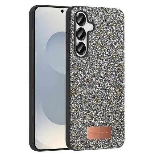 Mey İthalat®  Samsung Galaxy S25 Plus Bright Simli Kapak - Gümüş