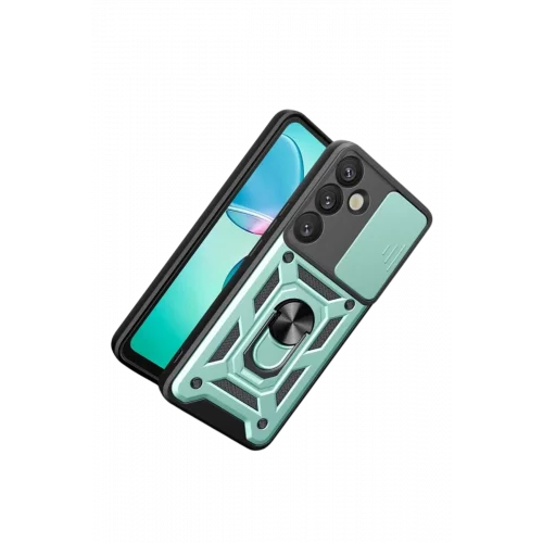 Mey İthalat®  Samsung Galaxy S26 Plus Pars Lens Yüzüklü Silikon - Yeşil