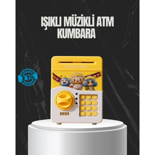 Mey İthalat® Sarı Renk Otomatik Para Çeken Şifreli Çocuk Kumbarası