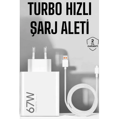 Mey İthalat® Şarj Aleti 67W Hızlı Şarj Turbo Type-C Uyumlu Şarj Adaptörü Kablosu