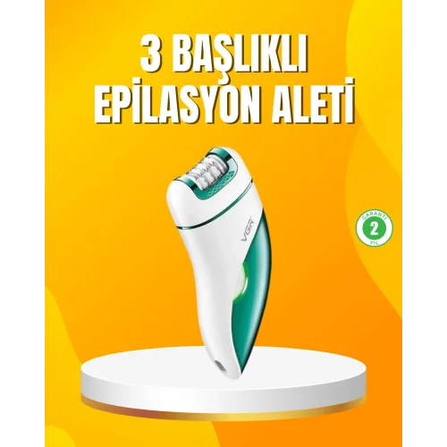 Mey İthalat® Şarjlı 3’ü 1 Arada VGR Epilatör LED Işıklı Suya Dayanıklı Hassas Bölge Epilasyon Makinesi