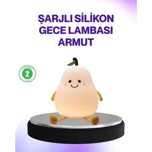 Mey İthalat® Şarjlı Armut Masa Lambası Renk Değiştiren LED Gece Işığı
