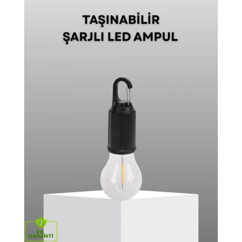 Mey İthalat® Şarjlı Kancalı LED Lamba – Kamp, Balkon ve Acil Durum Işığı