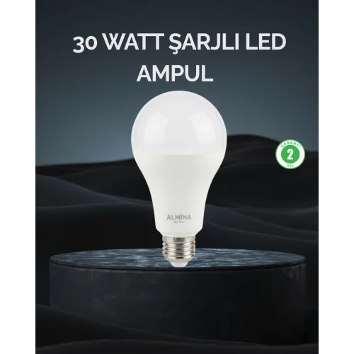 Mey İthalat® Şarjlı LED Ampul 30 Watt Soğuk Beyaz