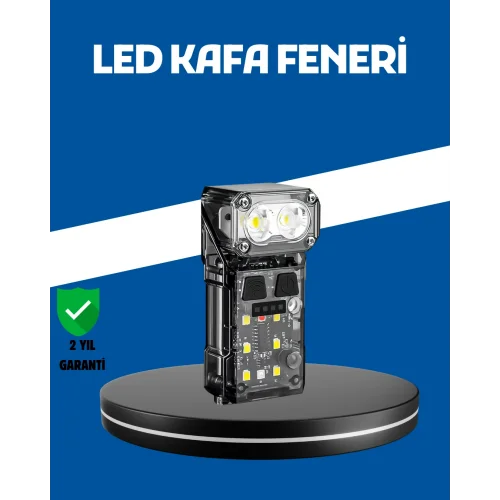 Mey İthalat® Şarjlı LED Kafa Lambası Manyetik Klipsli El Sensörlü Çok Fonksiyonlu