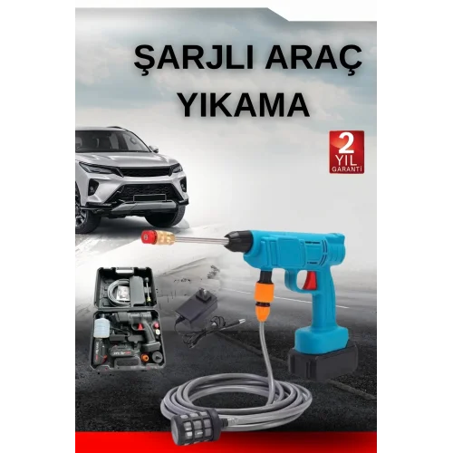 Mey İthalat® Şarjlı Oto Yıkama, Bahçe Sulama Tabancası Makinesi Yüksek Basınçlı