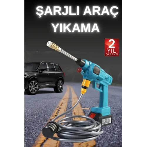 Mey İthalat® Şarjlı Ve Yüksek Basınçlı Oto Yıkama Makinesi Ve Sulama Tabancası Bahçe Yıkama Makinesi