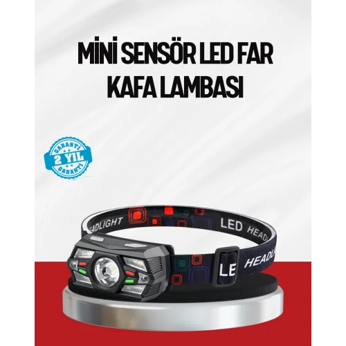 Mey İthalat® Sensörlü LED Kafa Lambası Kırmızı Beyaz Işık Ayarlanabilir