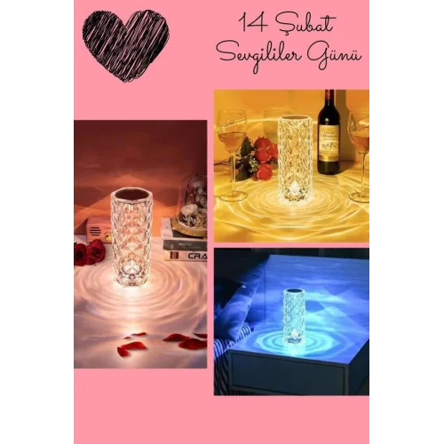 Mey İthalat® Sevgililer Gününe Özel Romantik Kristal Gece Lambası Sevgiliye Hediye