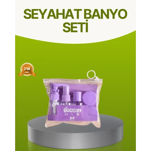 Mey İthalat® Seyahat Banyo Seti 5 Parça Şeffaf Taşıma Çantalı 30 ml