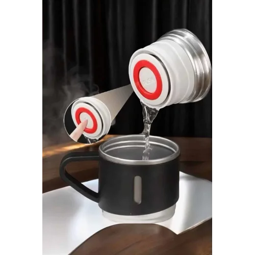 Mey İthalat® Şık ve Dayanıklı 3 Bardaklı Termos Seti Uzun Süre Isı Koruma Özellikli