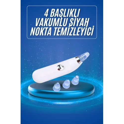 Mey İthalat® Siyah Nokta Temizleme Cihazı 4 Başlıklı Vakumlu Pilli Ölü Deri Arındırma